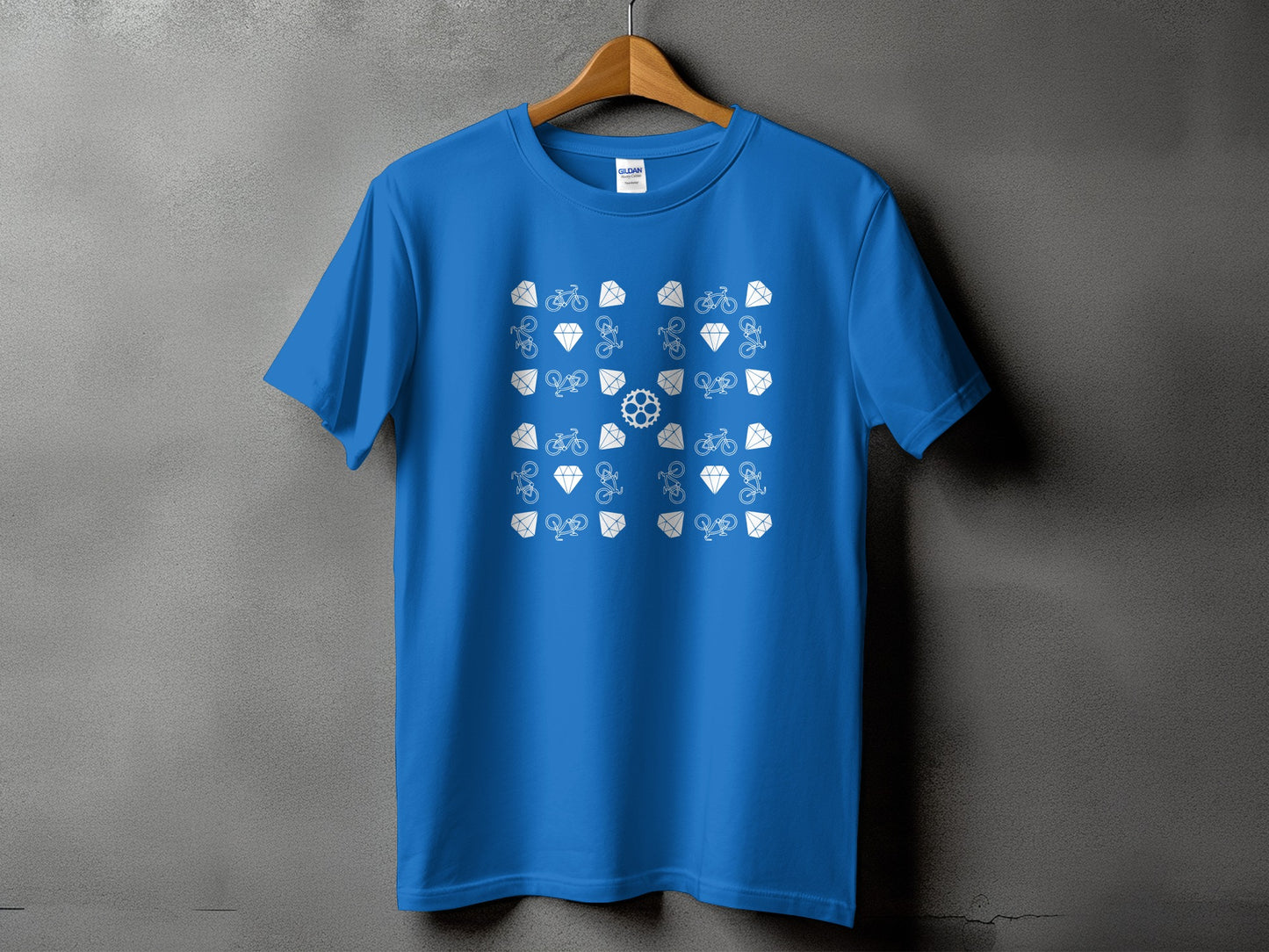 Blue T-shirt With Bicycle Themed Print Design product type