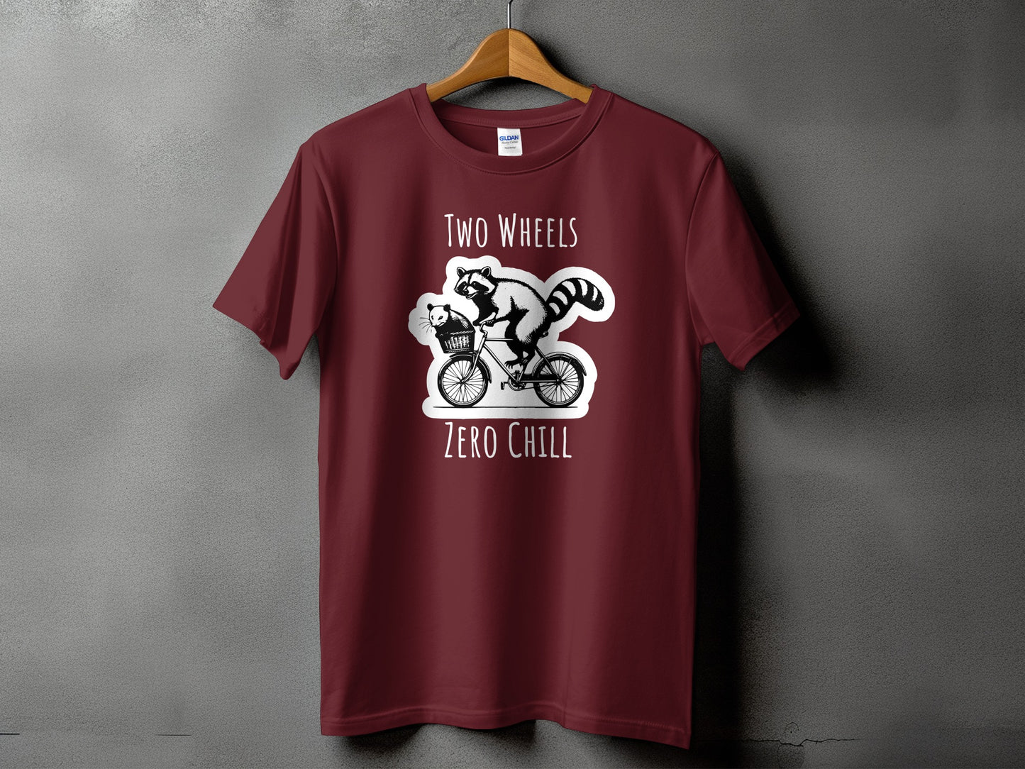 Two Wheels Zero Chill Raccoon on Bicycle T-shirt product