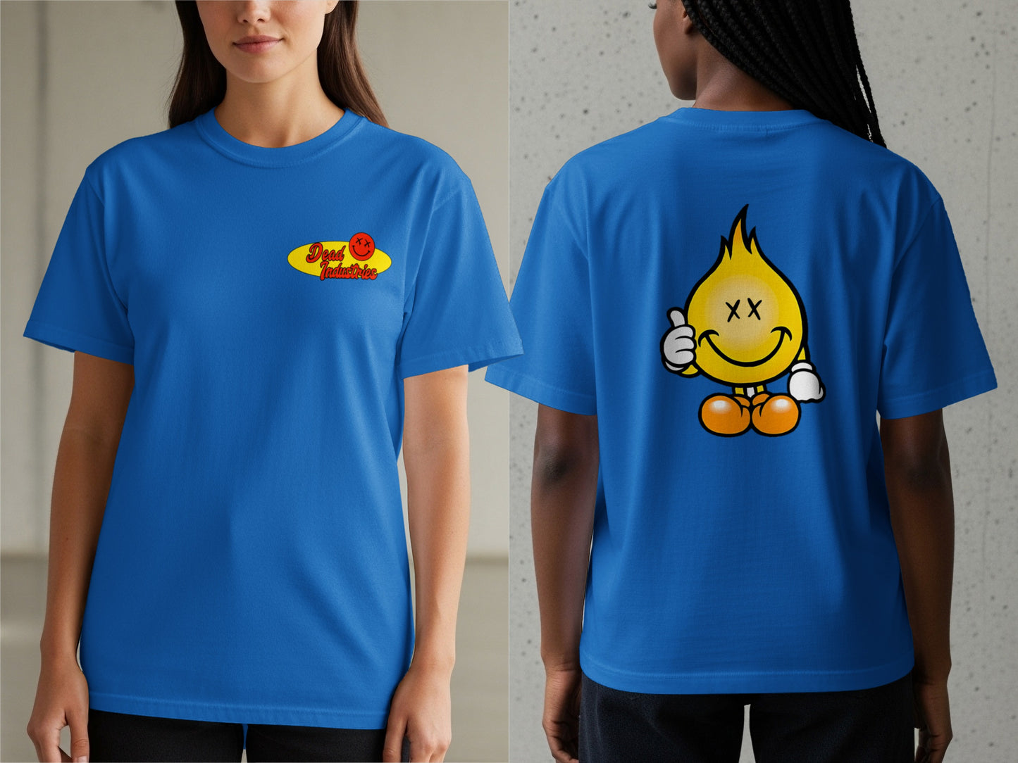 Smiling Flame Graphic Tee Blue Short Sleeve Shirt product