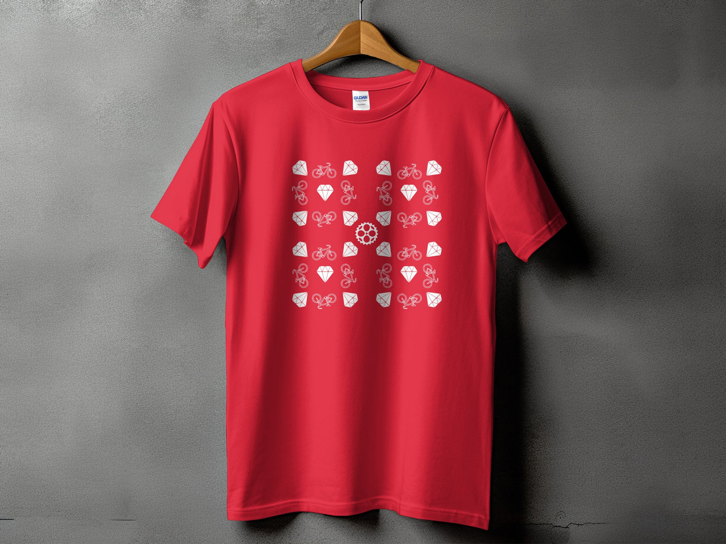 Red Bicycle Heart and Peace Design T-shirt product