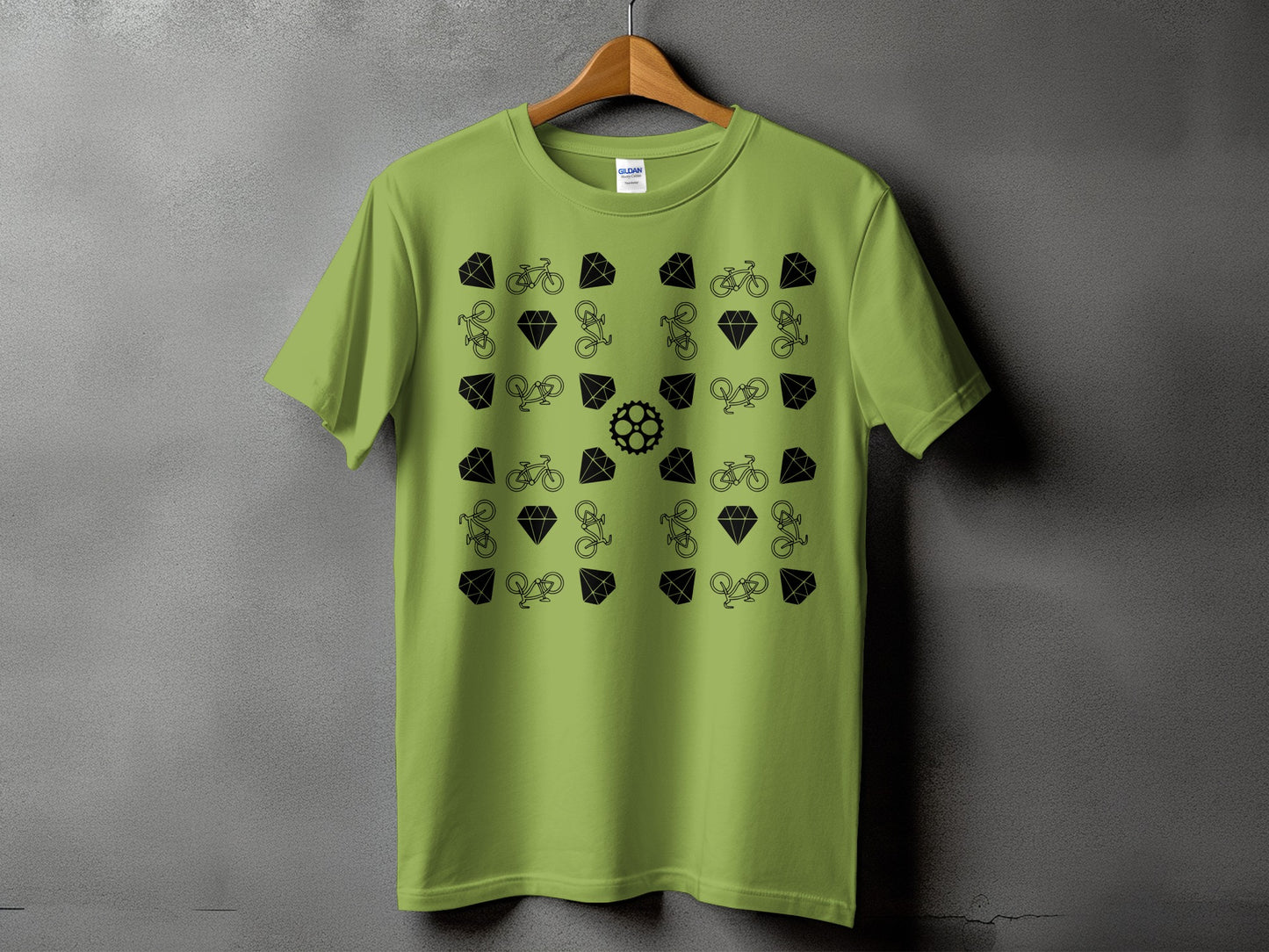 Trendy Green Graphic Bicycle and Diamond T-shirt product