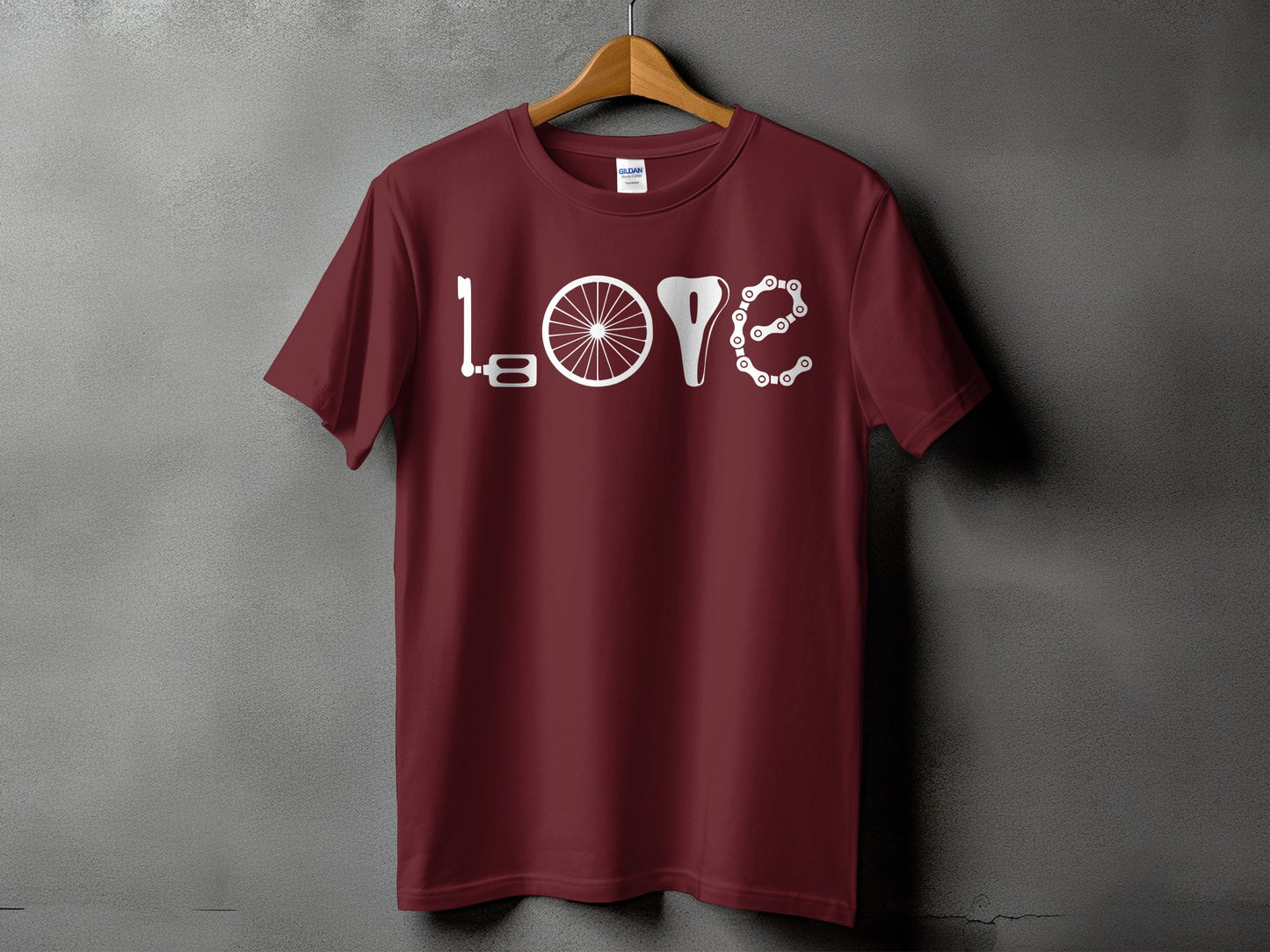 Unique Love Bicycle Gears Design Maroon T-Shirt product