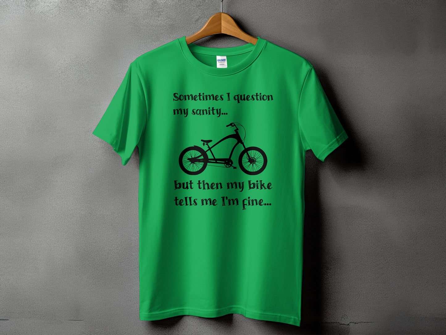 Sometimes I Question My Sanity Bike Print T-shirt product type