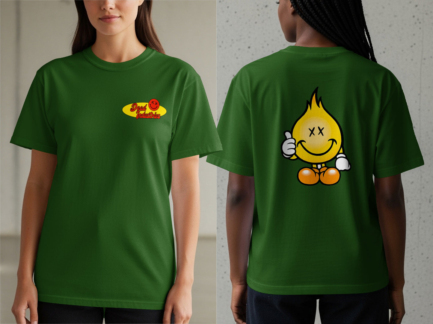Green Smiling Flame Graphic Unisex T-Shirt product type
