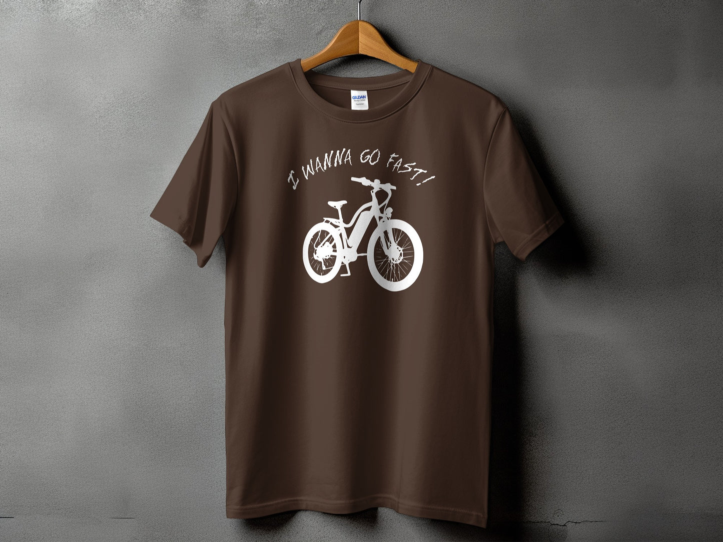 I Wanna Go Fast Bicycle Graphic Brown T-shirt product type