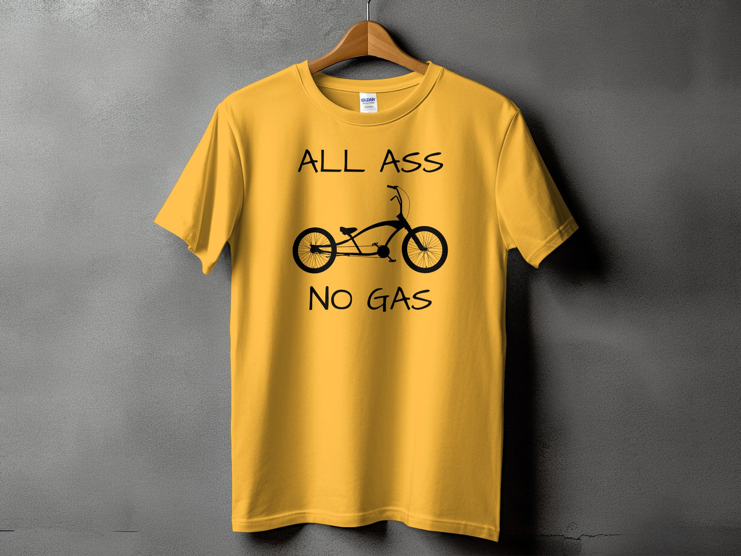 All Ass No Gas Funny Bike Yellow T-shirt product