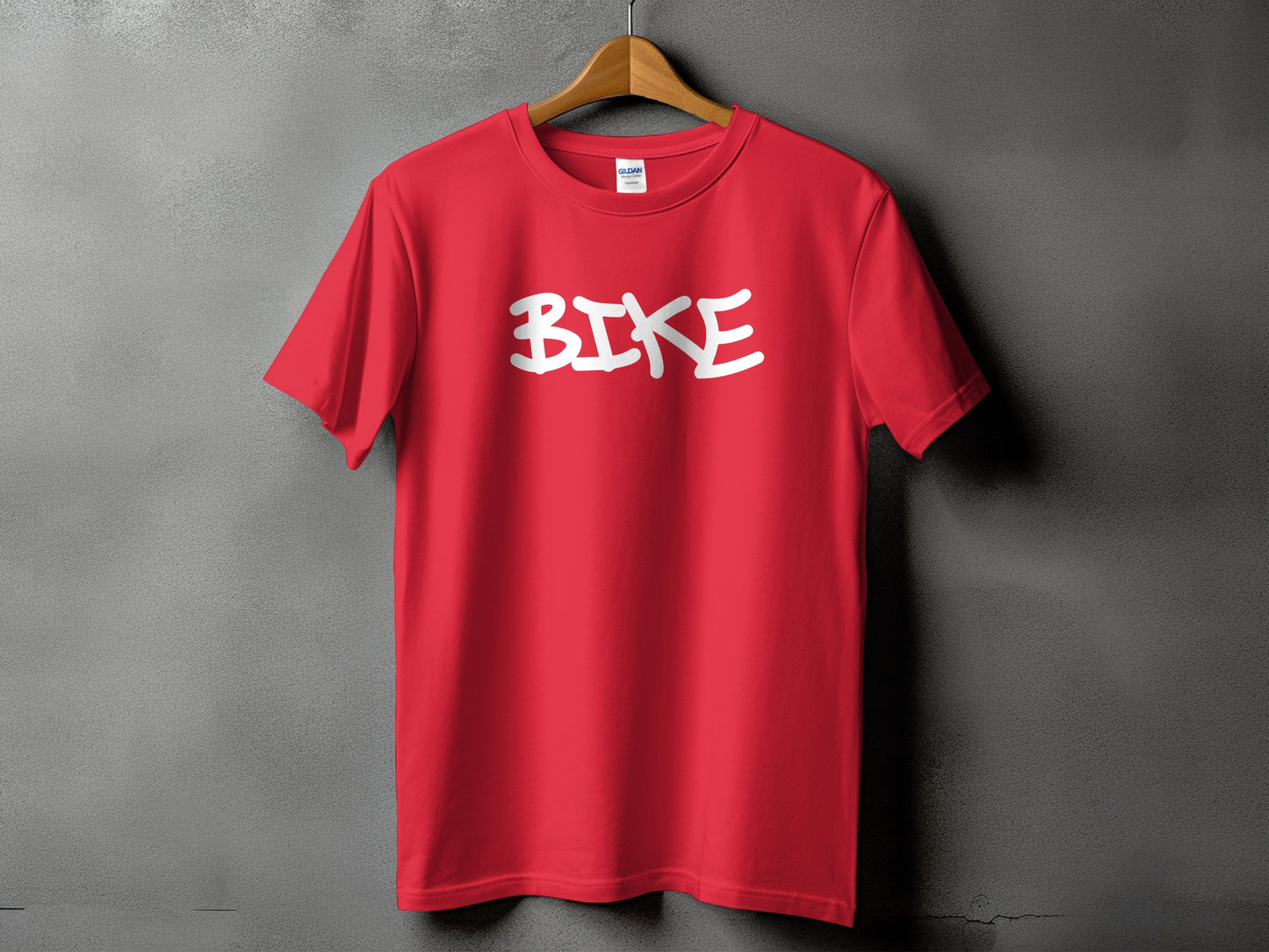 Red T-shirt with Unique Bike Graphic Design product type