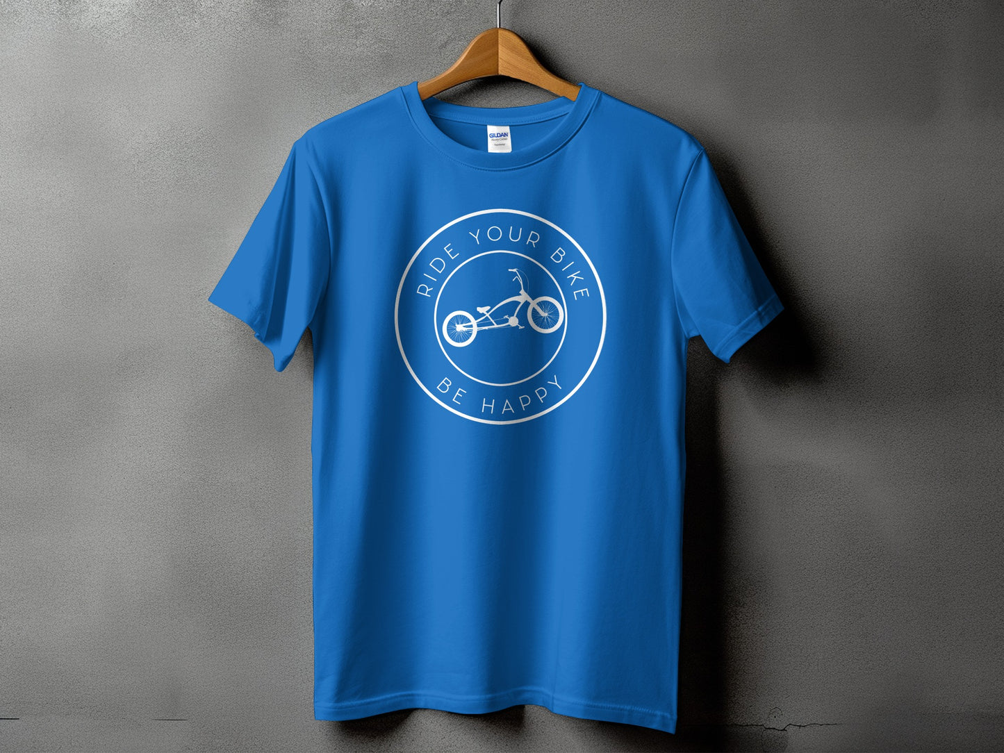 Ride Your Bike Be Happy Blue Graphic T-Shirt product type