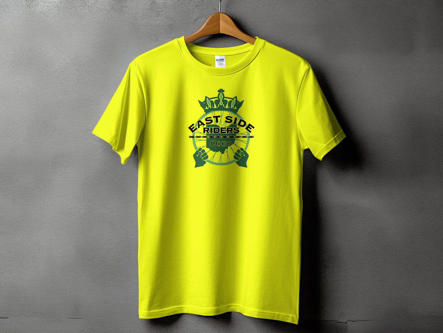East Side Riders graphic printed yellow t-shirt product type