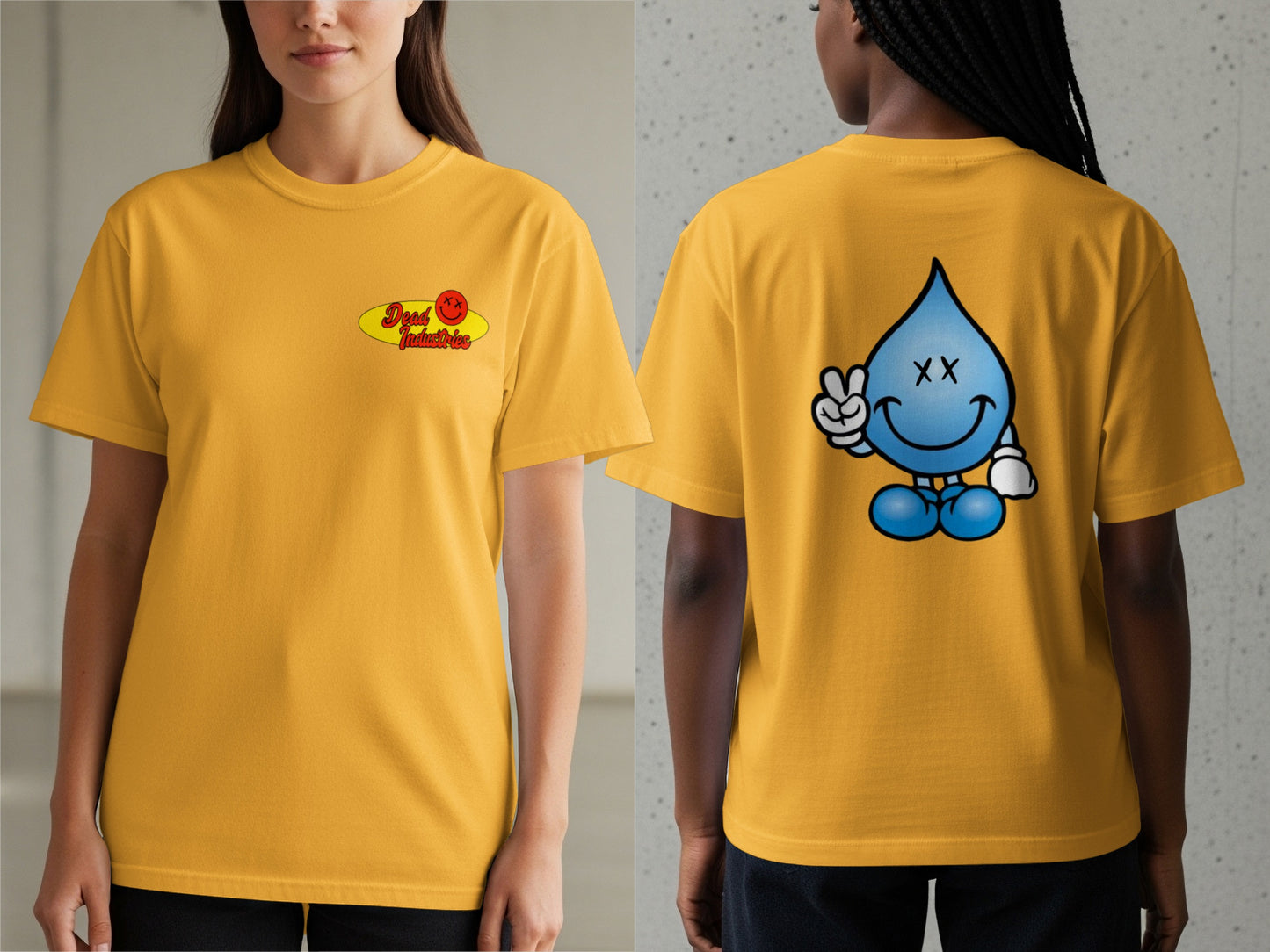 Yellow T-shirt with Smiling Water Droplet Graphic product