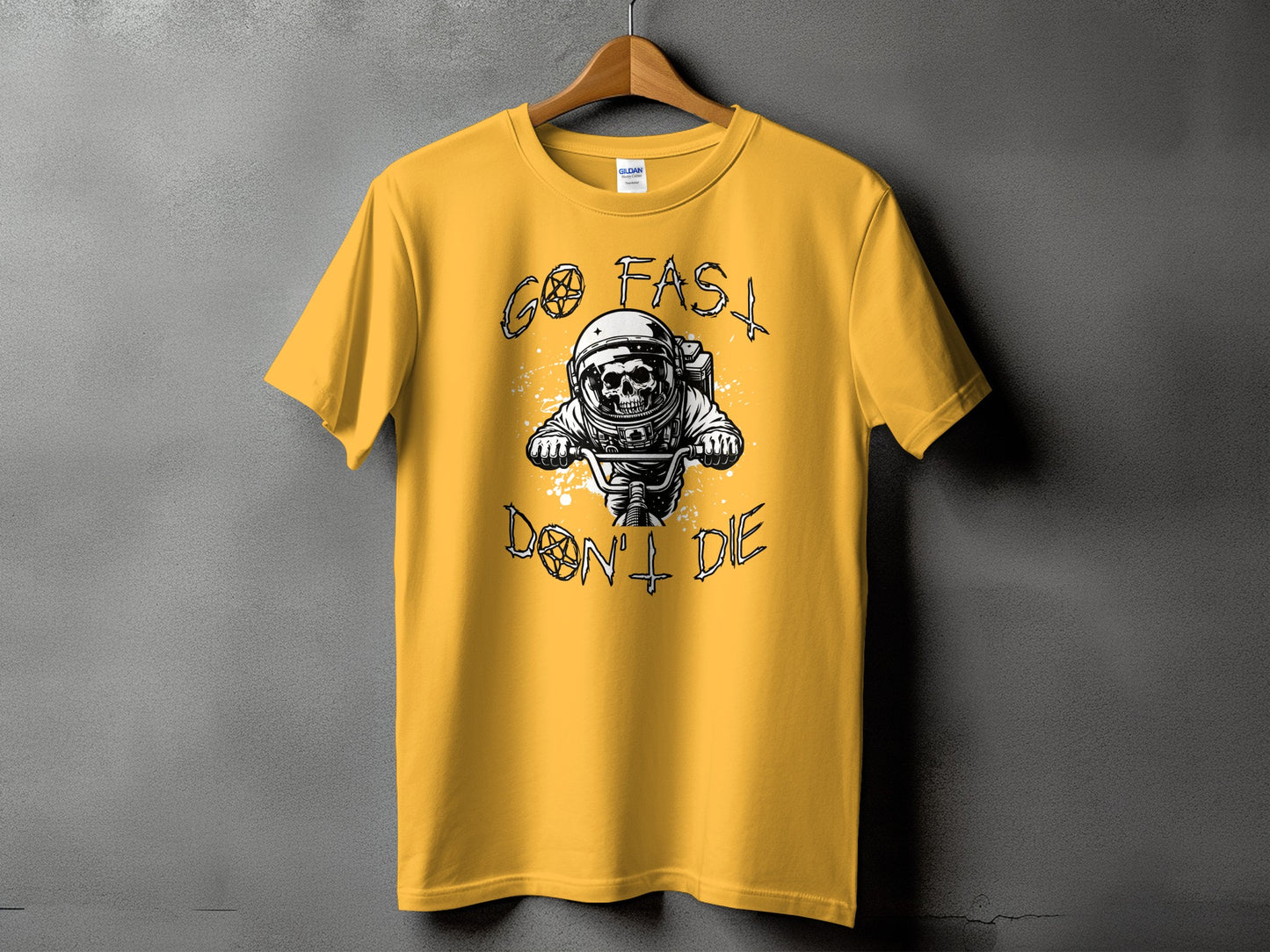 Go Fast Don't Die Yellow Graphic T-Shirt product