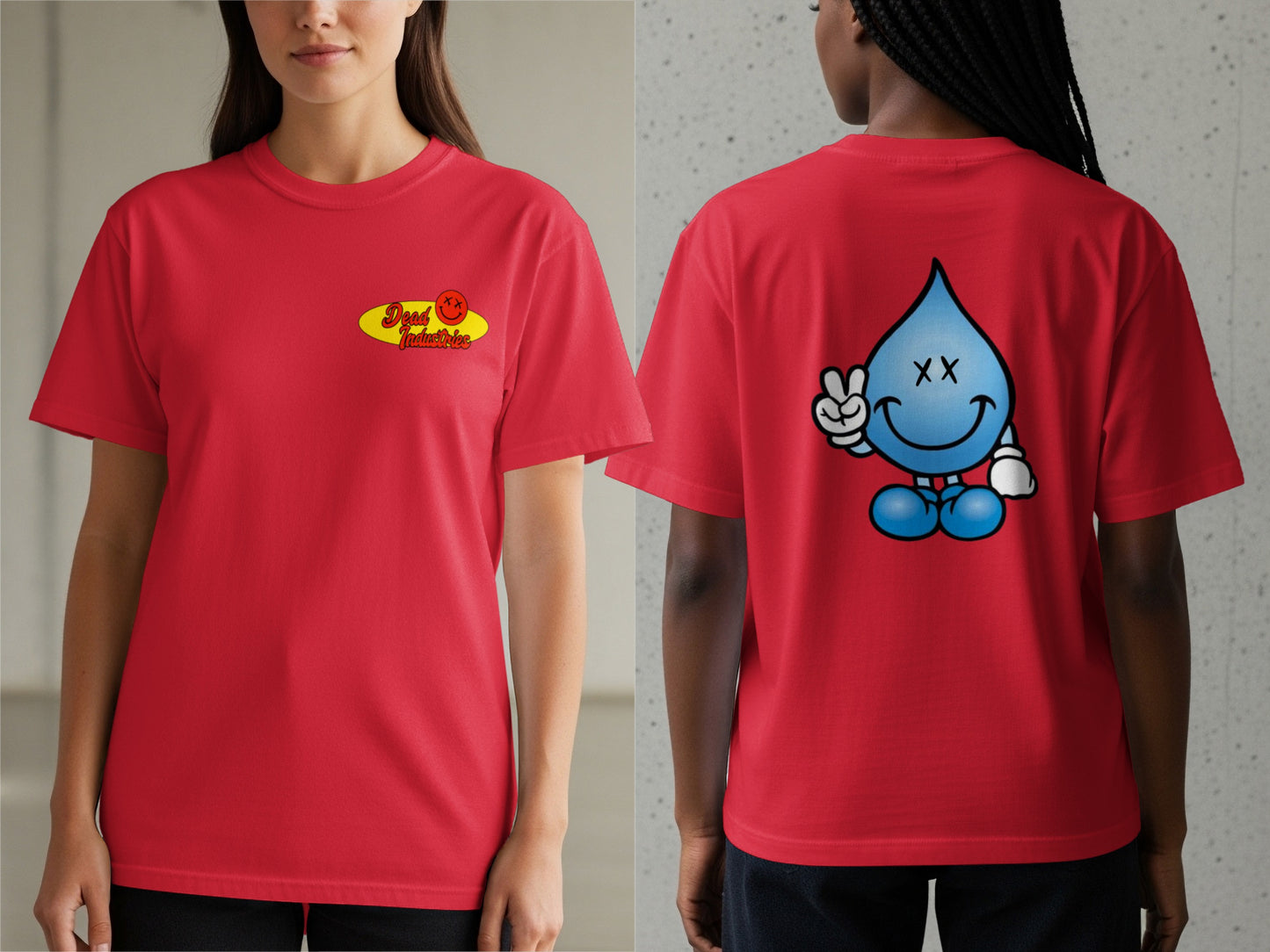 Peaceful Blue Teardrop Graphic Red T-shirt product type