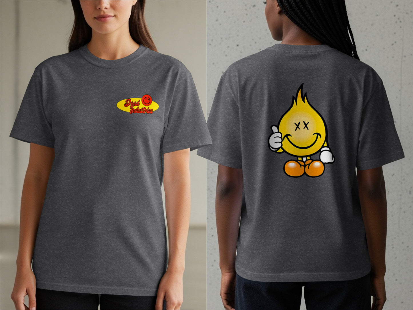 Grey Smiley Face Graphic Tee Shirt product type