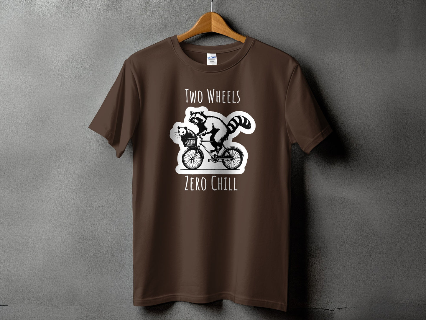 Two Wheels Zero Chill Raccoon Riding Bike T-Shirt Product