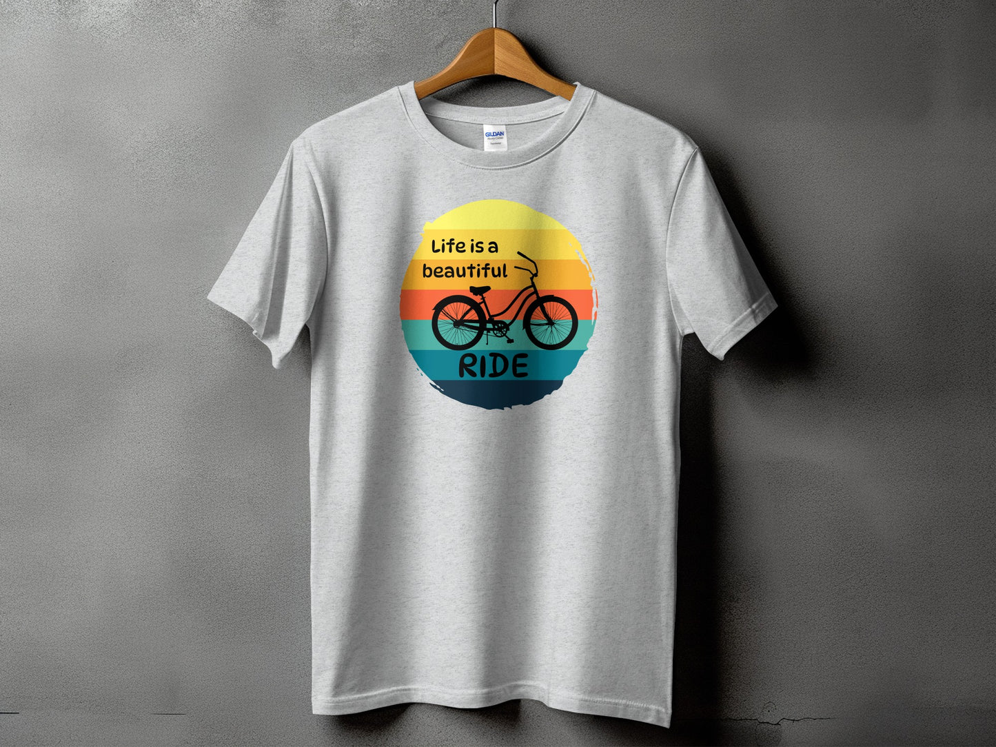 Life is a beautiful ride bicycle print t-shirt product type