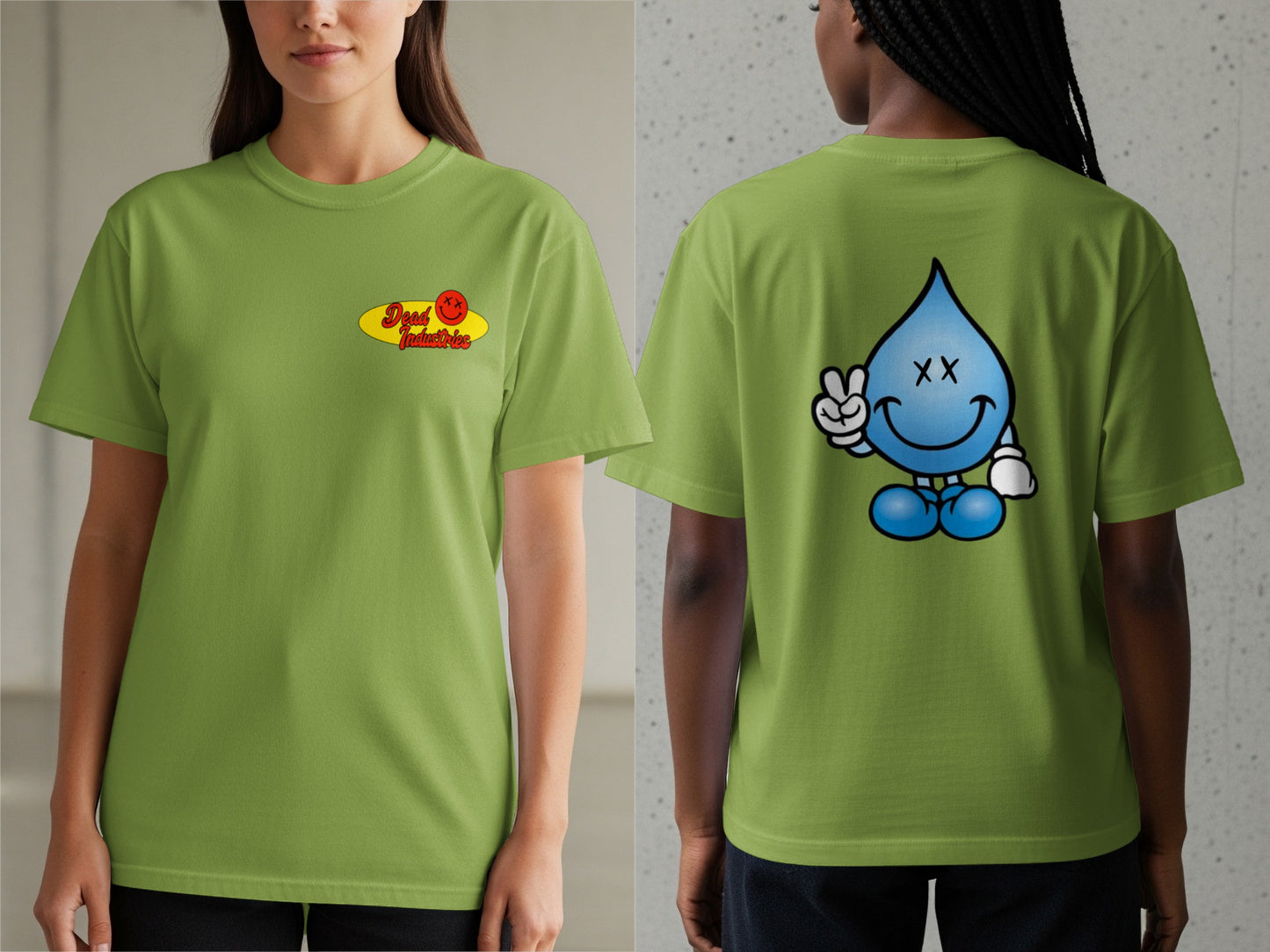 Fun Graphic Green Happy Drop T-Shirt Novelty Product