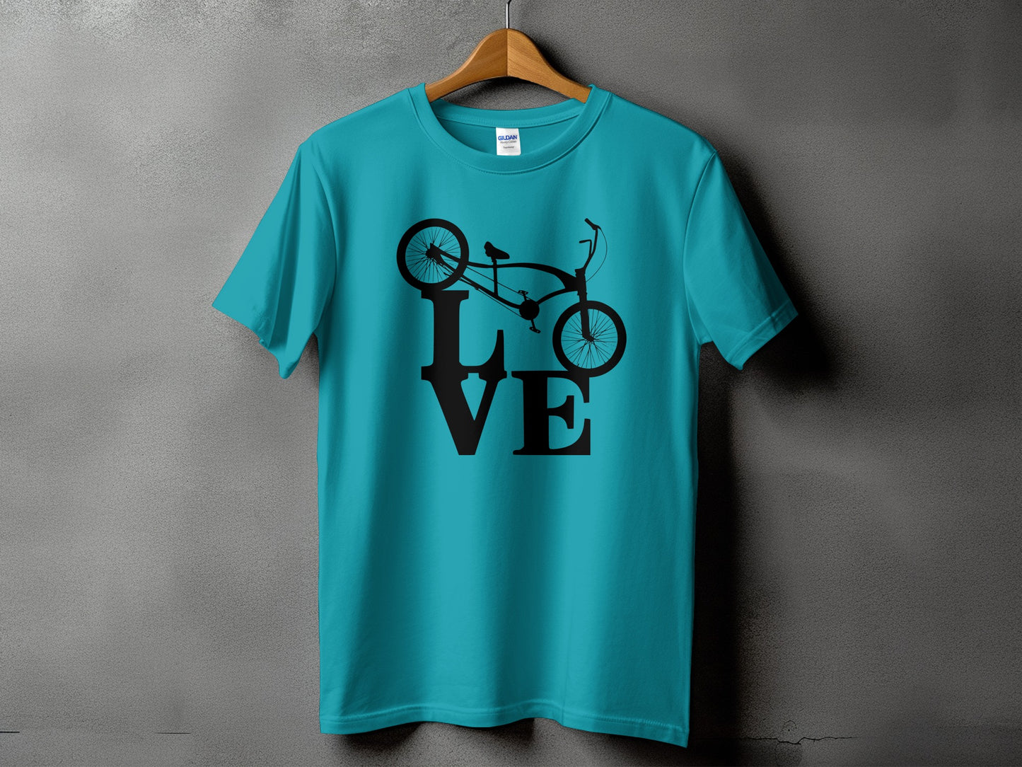 Bicycle Love Graphic Design Teal Blue Tshirt product