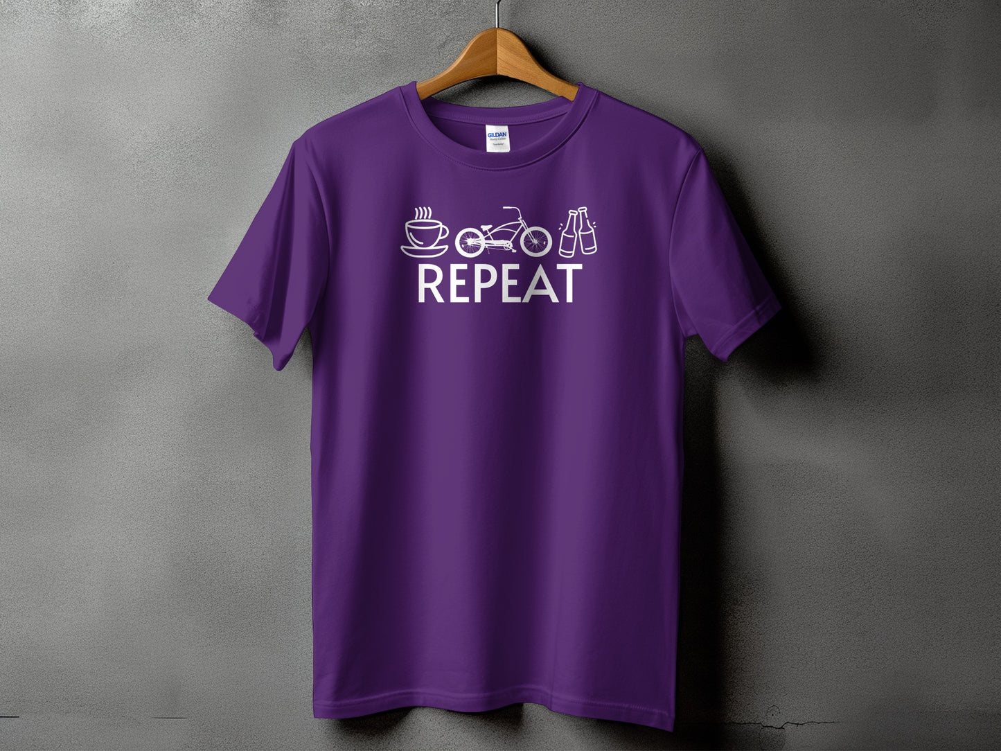 Cycling Design Repeat Print Purple T-shirt product