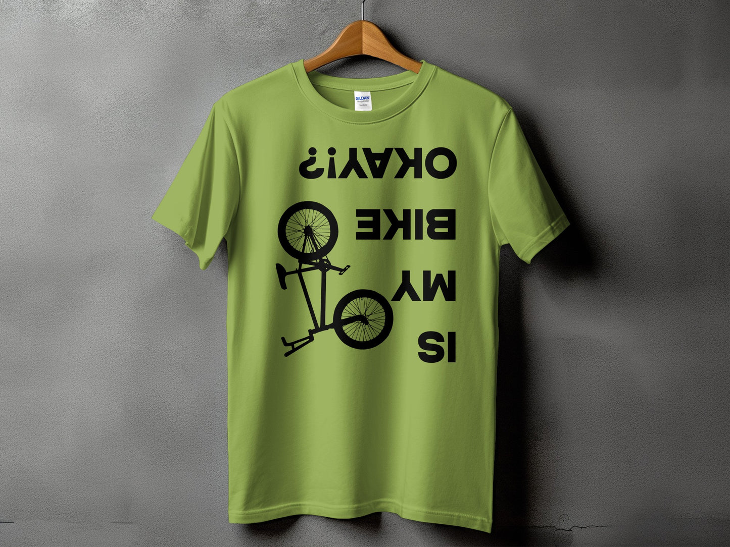 Funny Upside Down Bike Print T-Shirt Casual Product