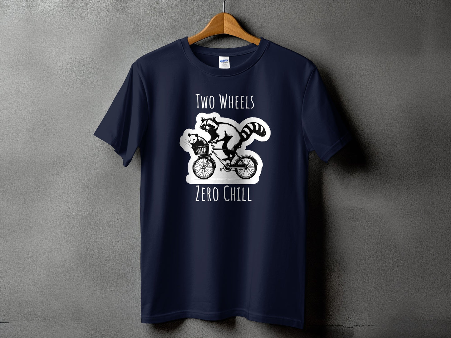 Two Wheels Zero Chill Raccoon Cycling TShirt product type