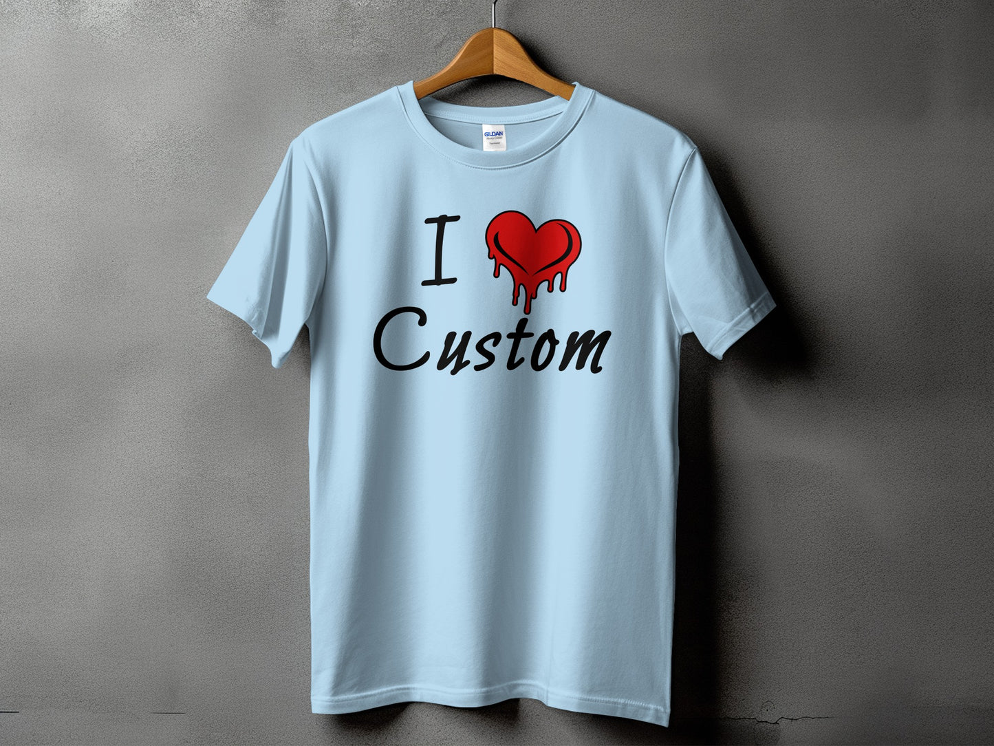 I Love Custom Blue Dripping Heart Graphic T-shirt product