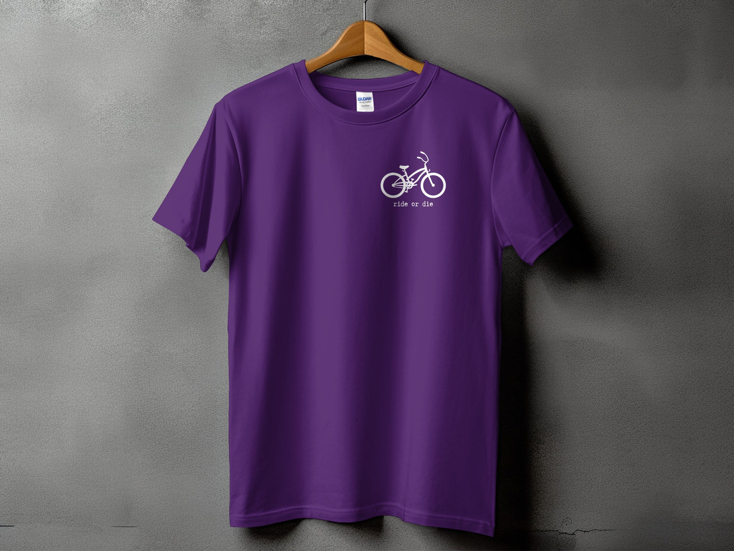Purple T-Shirt with Ride On Bicycle Graphic product type