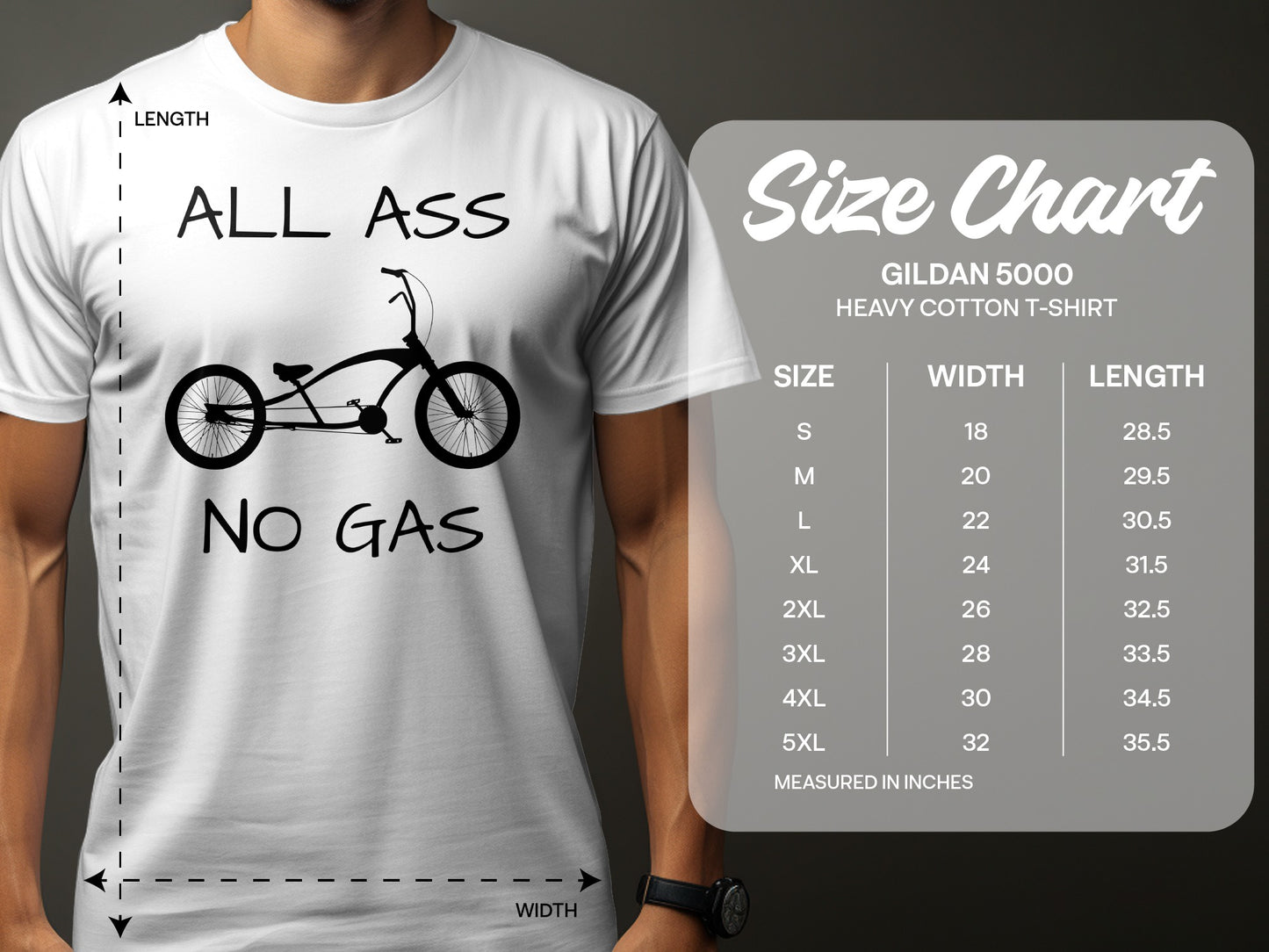 All Ass No Gas Bicycle Printed T-Shirt product type