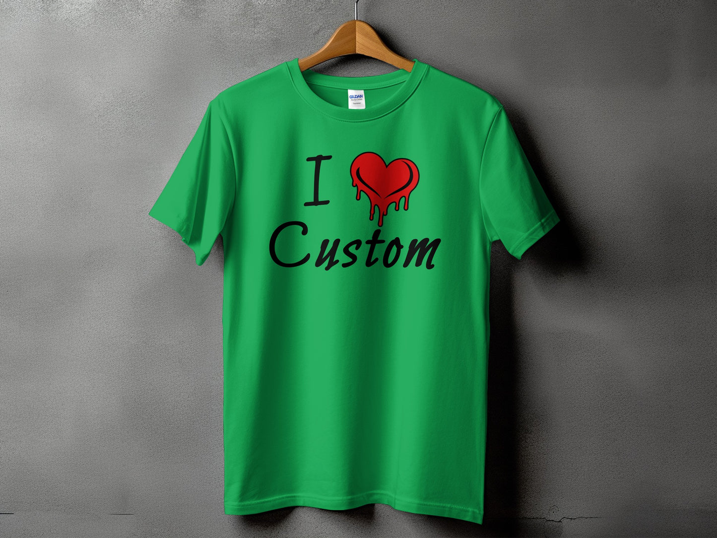 I Love Custom Printed Cool Green T-Shirt product type