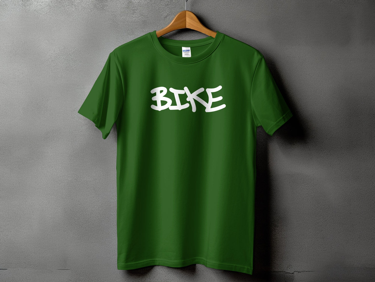 Green T-Shirt with Bold White BIKE Graphic product