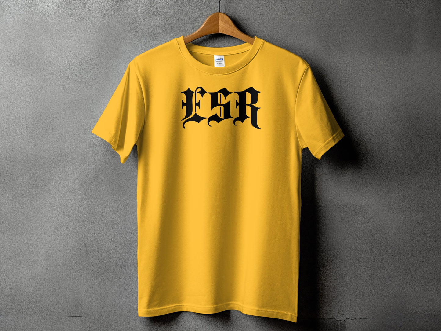 Eye Catching Yellow T Shirt with Bold Black Letters product type