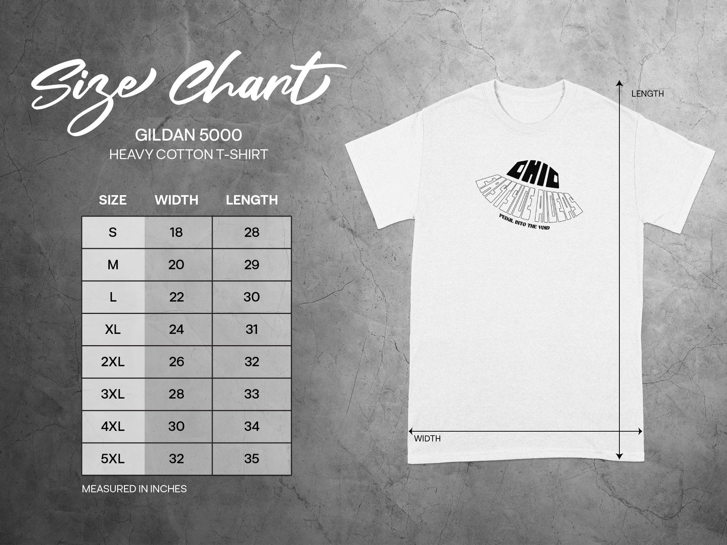 Gildan 5000 Heavy Cotton T-Shirt Size Chart T-Shirt product