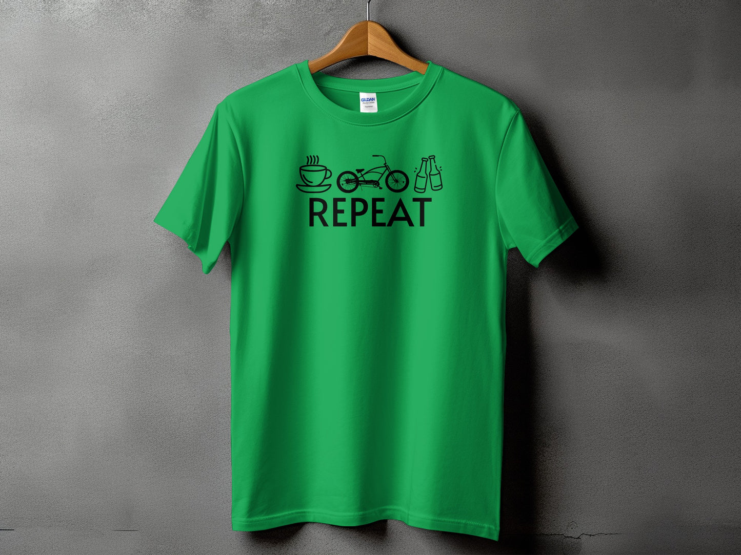 Coffee Bike Beer Repeat Graphic T-Shirt Casual Product