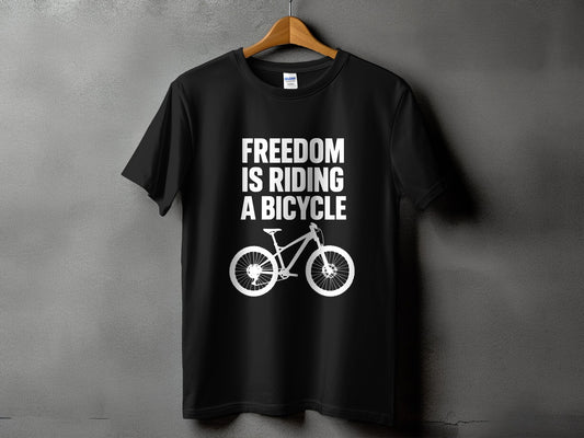 Freedom is riding a bicycle printed t-shirt product type