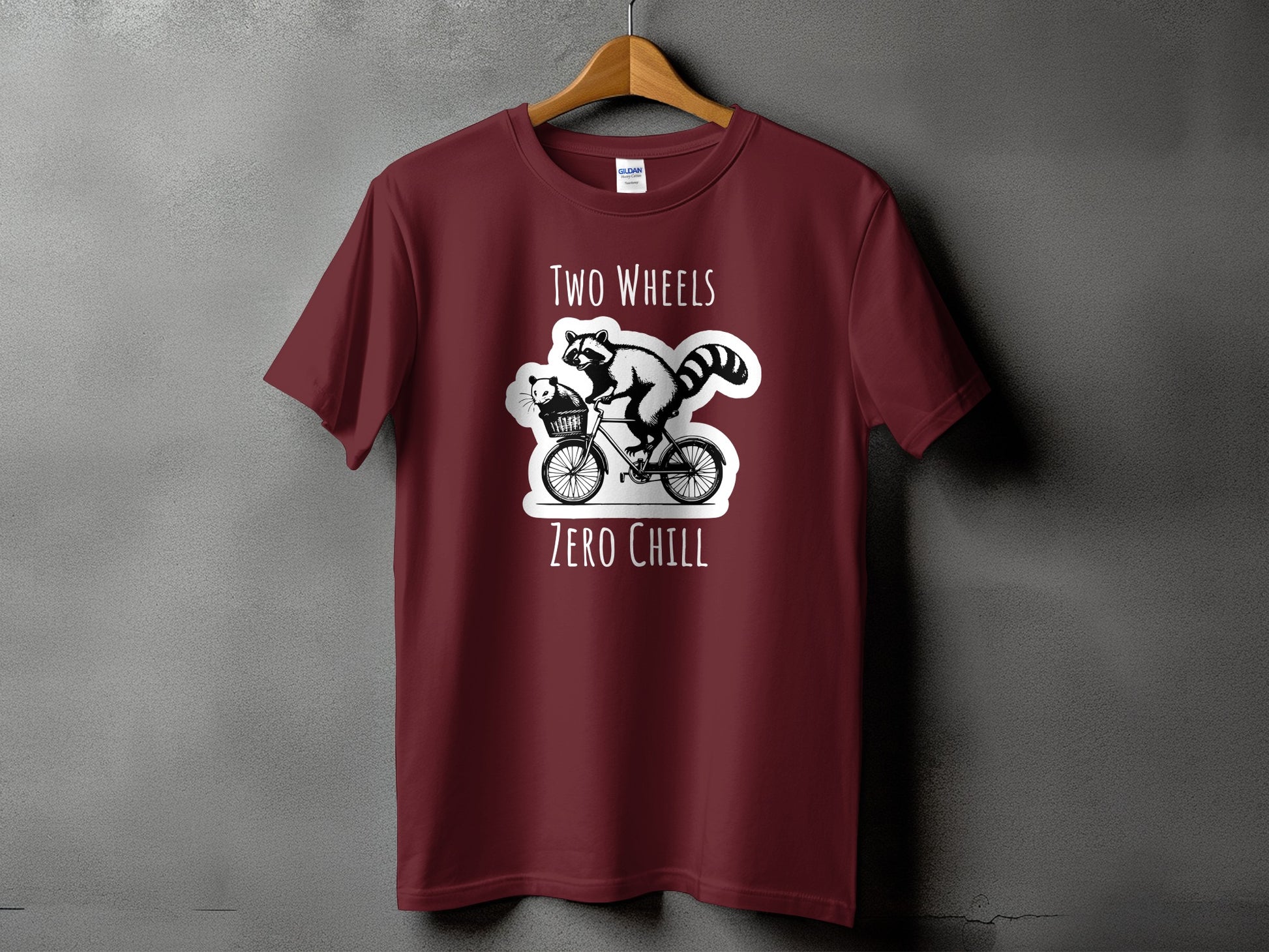 Two Wheels Zero Chill Raccoon on Bicycle T-shirt product