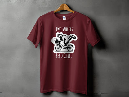 Two Wheels Zero Chill Raccoon on Bicycle T-shirt product