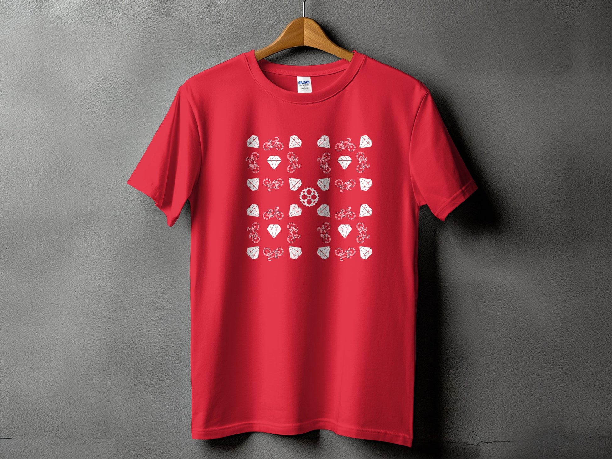 Red Bicycle Heart and Peace Design T-shirt product