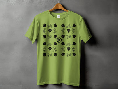 Trendy Green Graphic Bicycle and Diamond T-shirt product