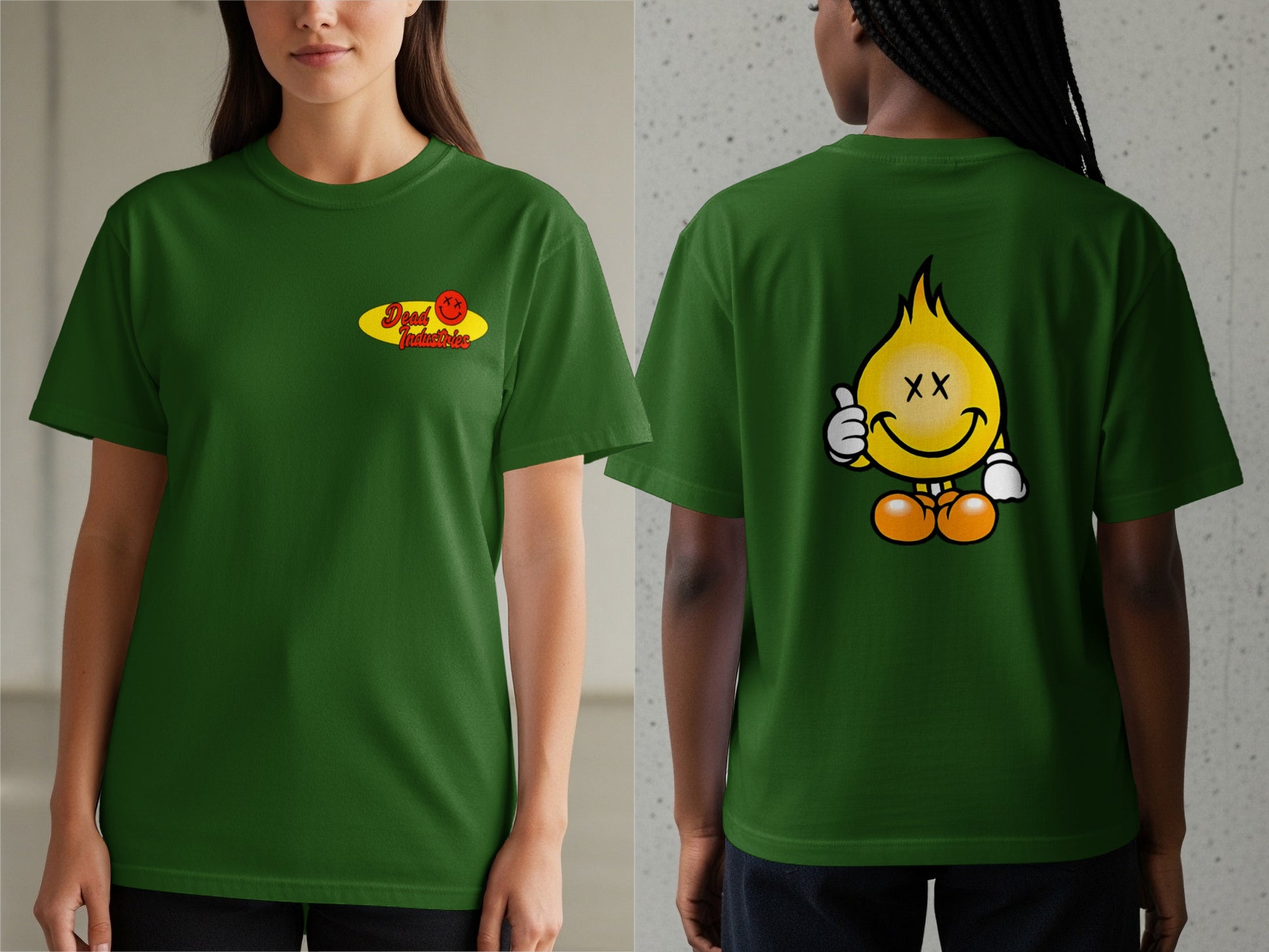 Green Smiling Flame Graphic Unisex T-Shirt product type