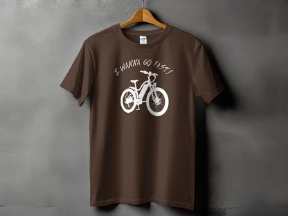 I Wanna Go Fast Bicycle Graphic Brown T-shirt product type