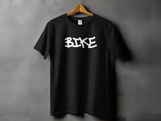 Stylish Black T-Shirt with Bold White BIKE Text product type