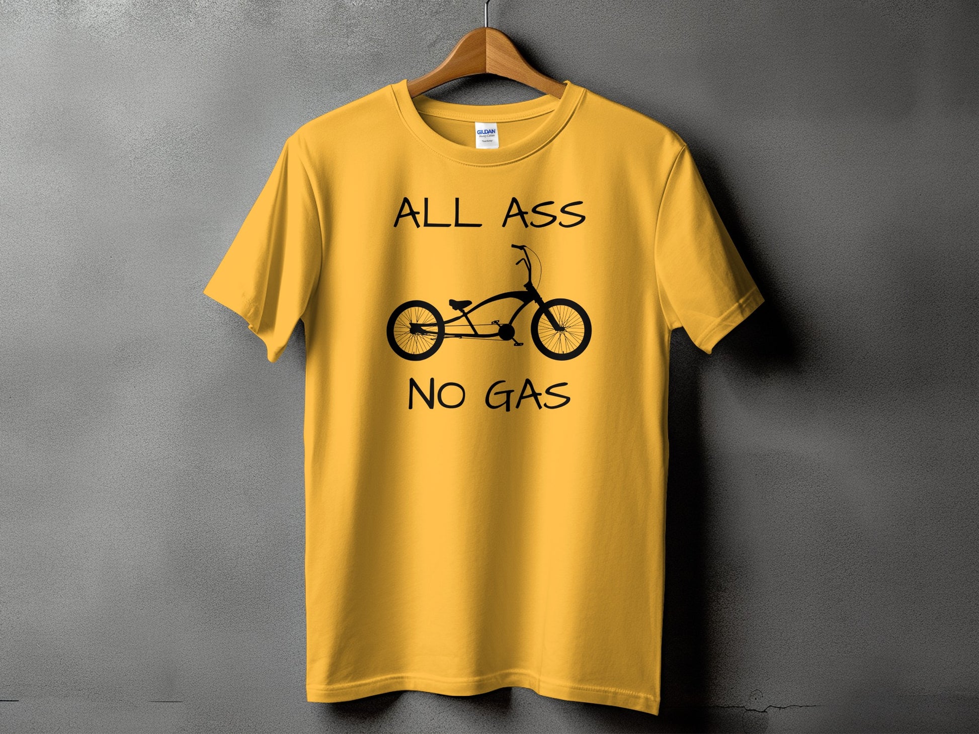 All Ass No Gas Funny Bike Yellow T-shirt product