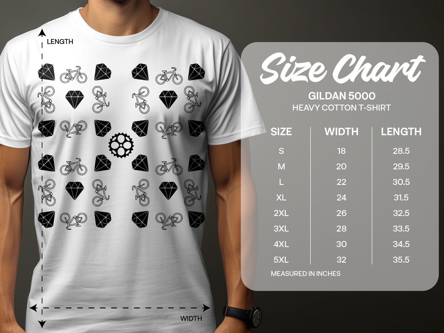 Stylish Graphic T-shirt with Bikes and Diamond Shapes product type