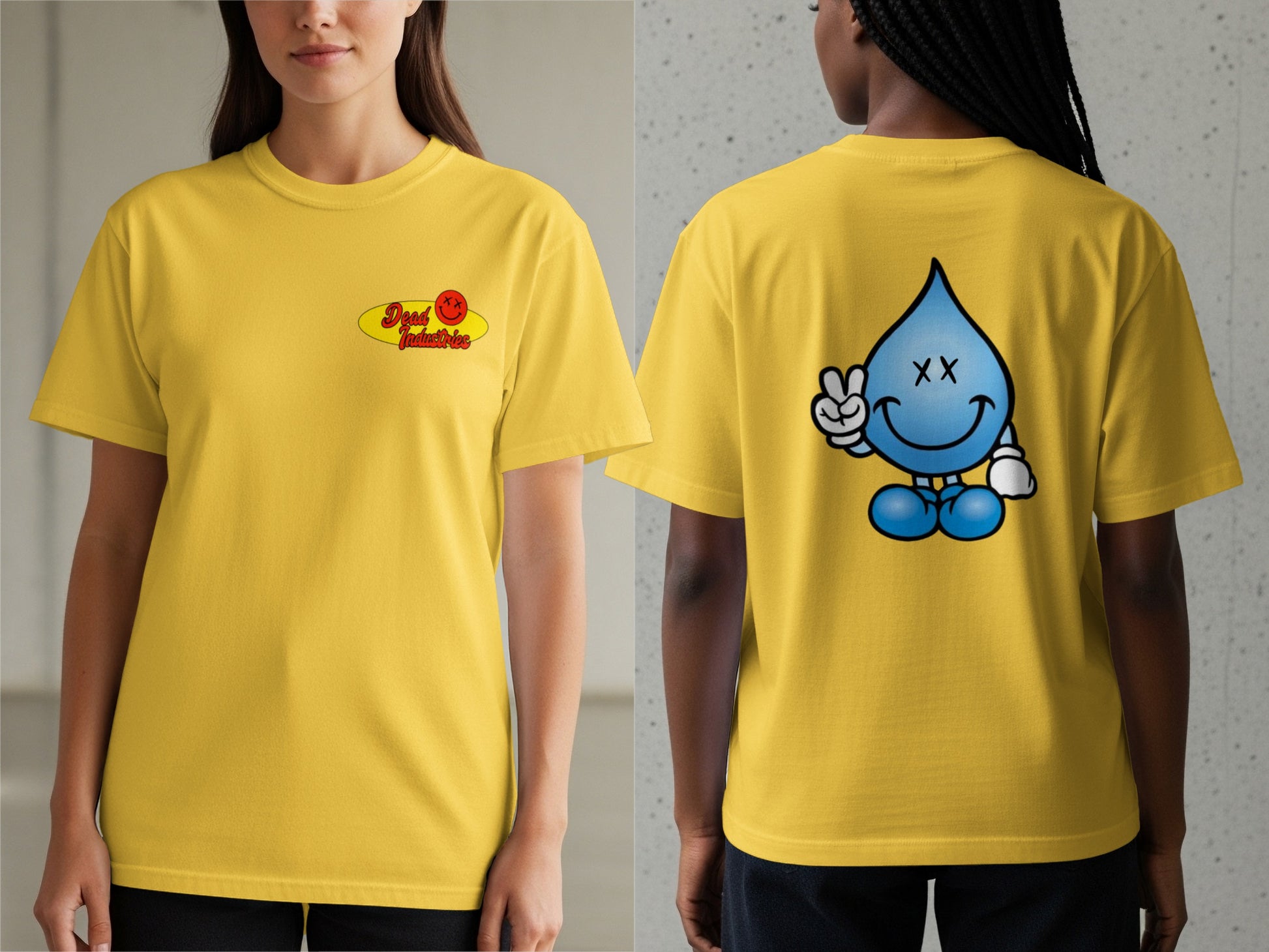 Trendy Yellow Shirt with Front and Back Designs product
