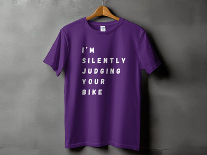 I'm Silently Judging Your Bike Purple T-shirt product