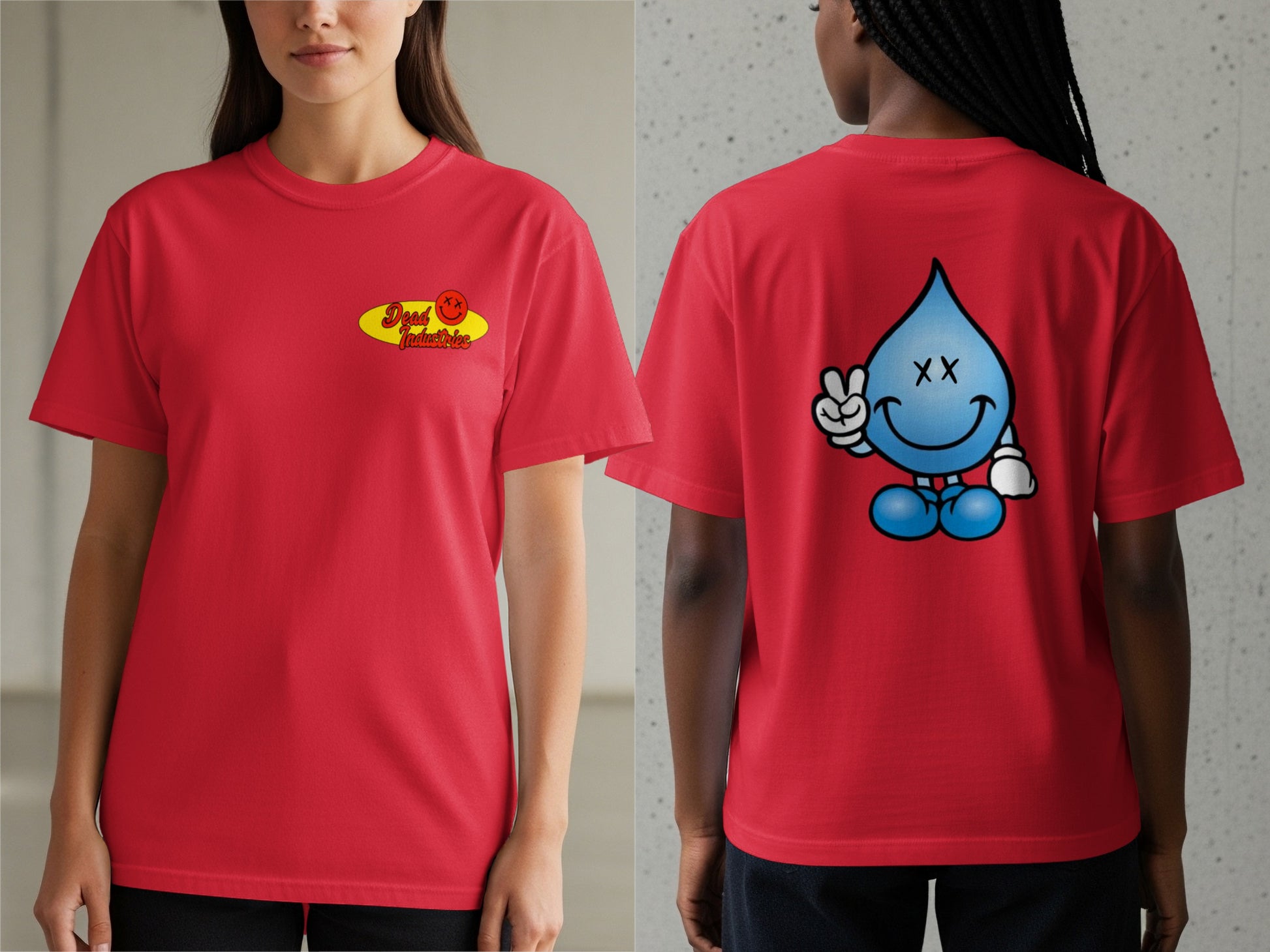 Peaceful Blue Teardrop Graphic Red T-shirt product type