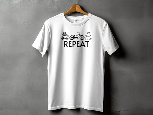 Coffee Bike Repeat Design Printed T-shirt Product