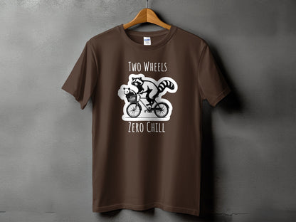 Two Wheels Zero Chill Raccoon Riding Bike T-Shirt Product
