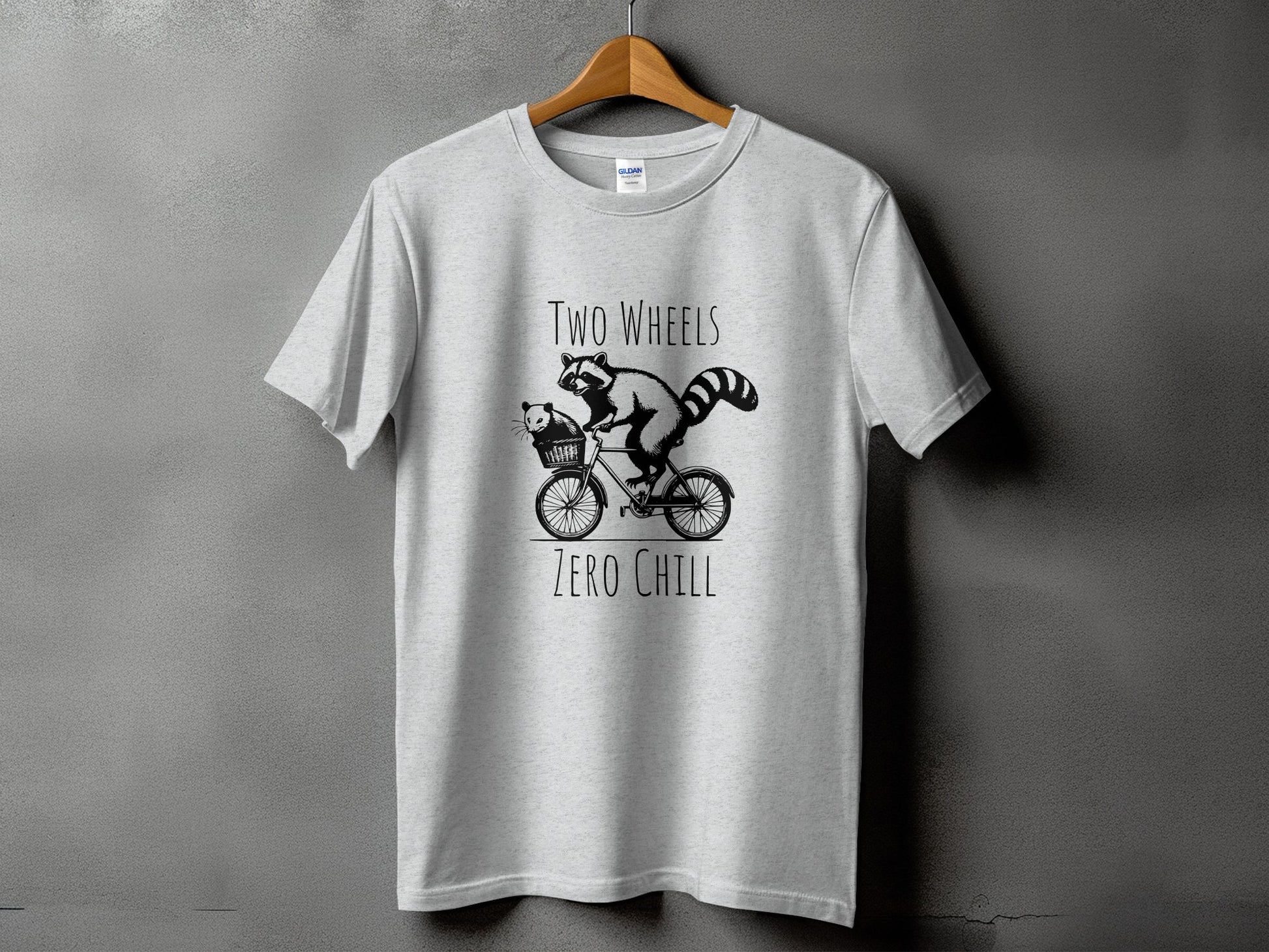 Two Wheels Zero Chill Raccoon Bicycle T-Shirt product type