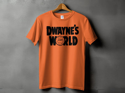 Dwayne's World ESR Graphic Logo on Orange T-Shirt product