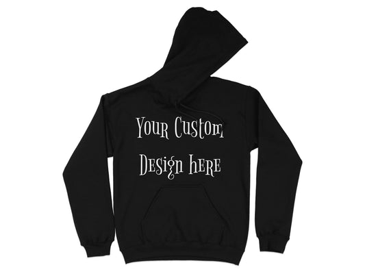 Gildan 18500 hoodie in dark colors, personalized with bold custom artwork.